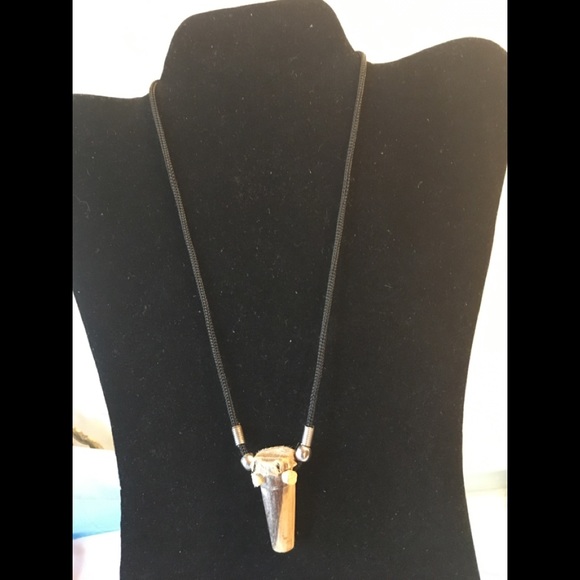 African Other - Drum necklace with beaded accents
